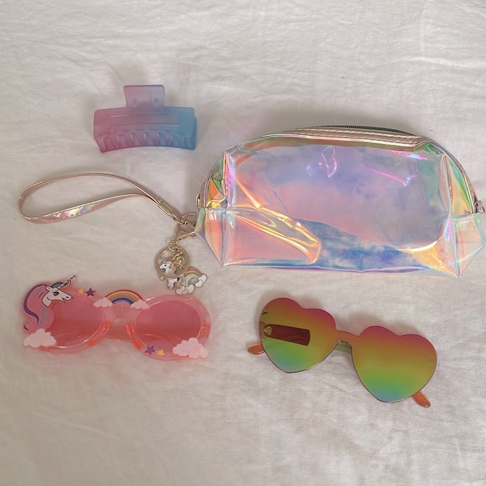 Rainbow Sunglasses, Wristlet and Hair Clip